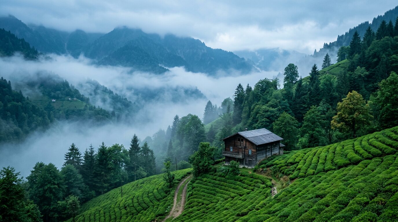 Green forested hills meeting the Black Sea coast in northern Turkey