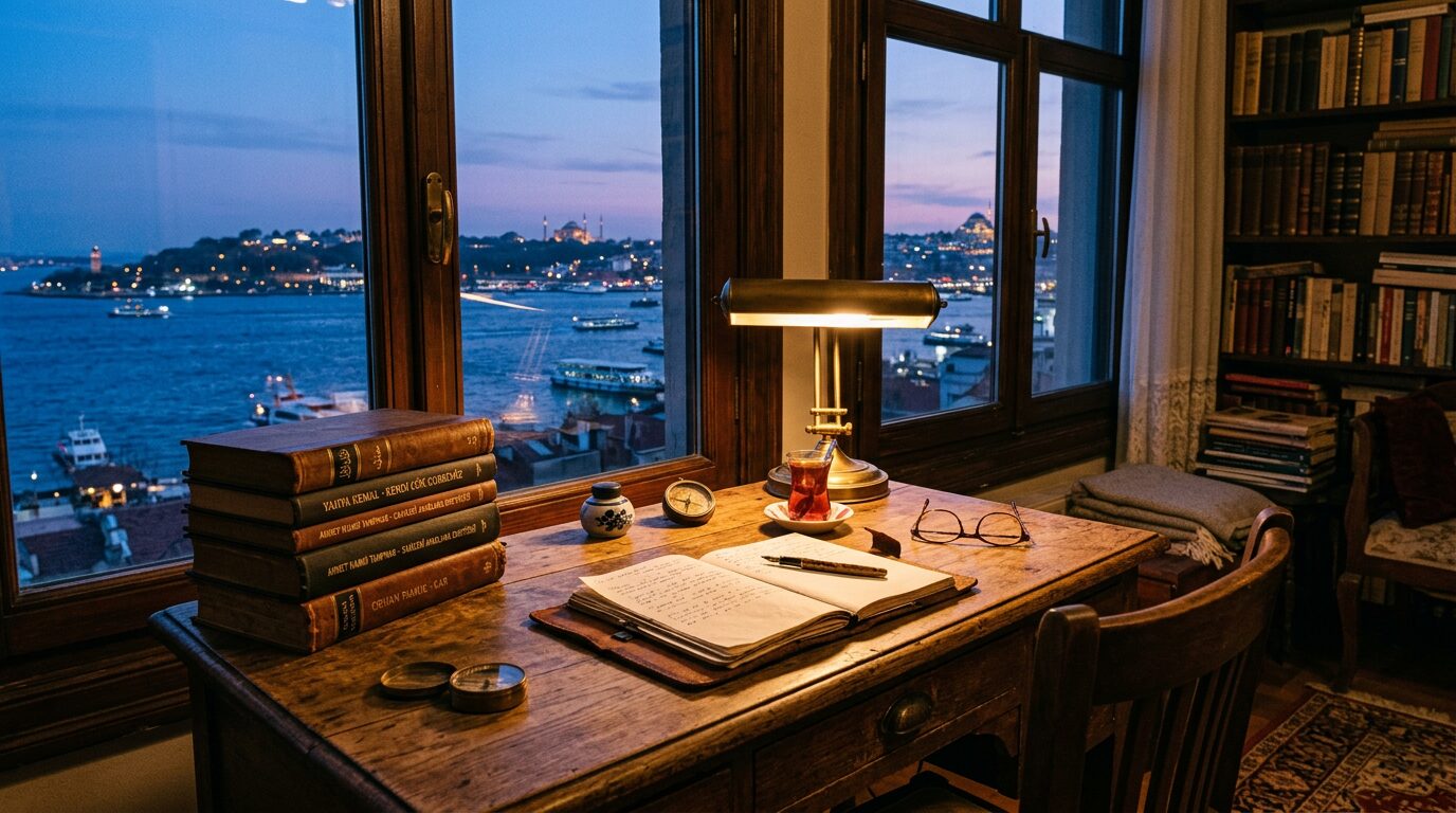A symbolic image celebrating Türkiye’s Nobel laureates in literature and science