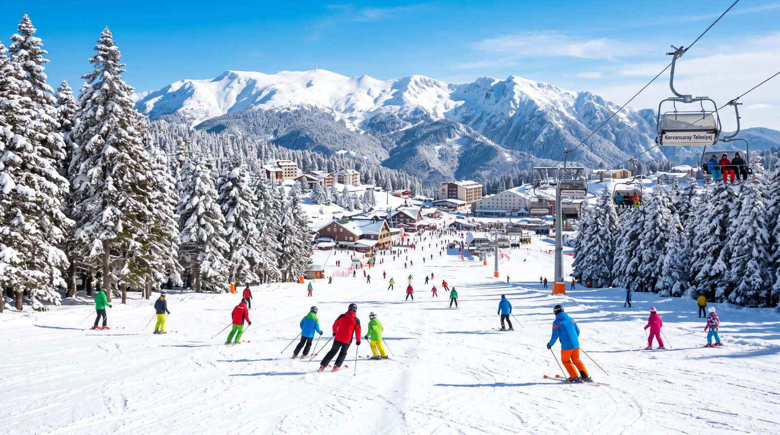 Snow-covered slopes of Uludağ mountain above Bursa
