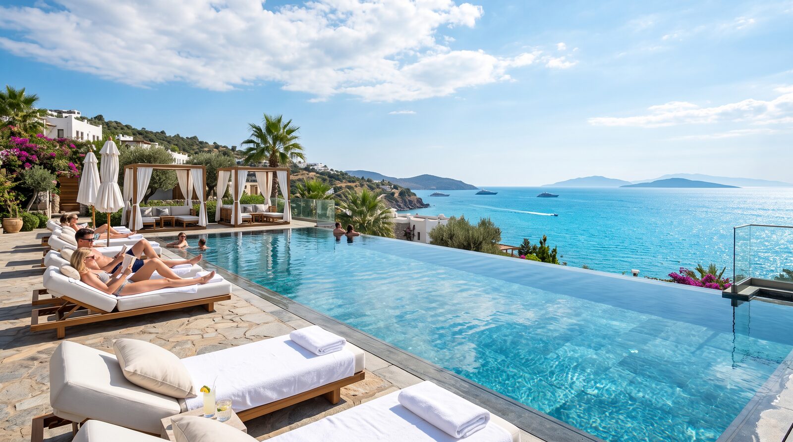 A stylish beach club and yachts on the glamorous Turkish coast
