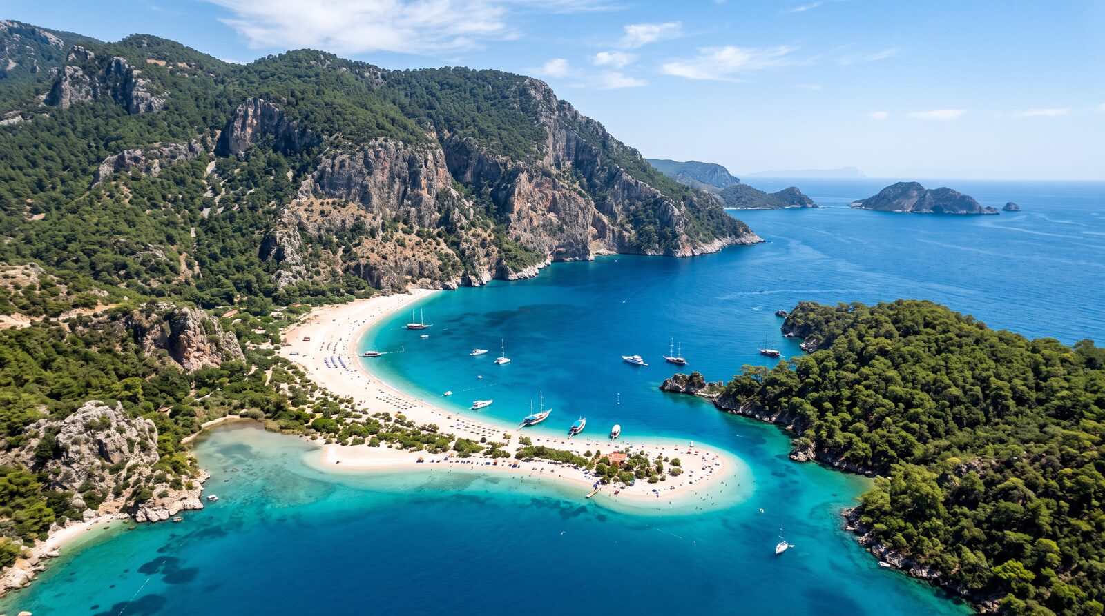 Turquoise bays and pine-covered cliffs of the Turkish Riviera near Kaş