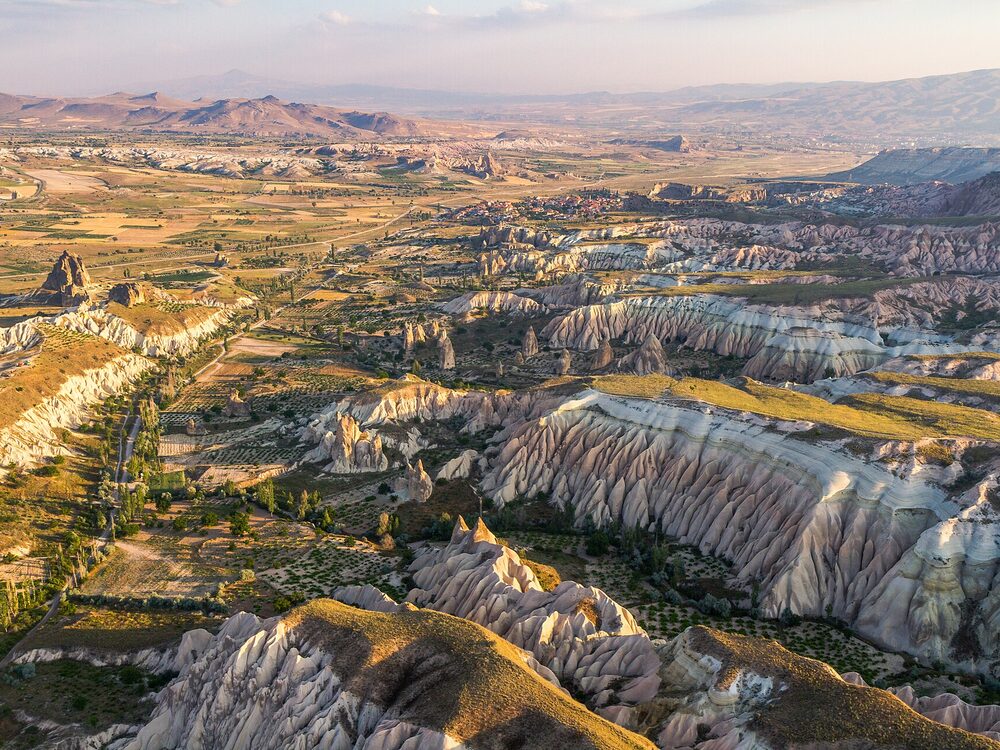 Golden autumn light over the fairy-chimney valleys of Cappadocia